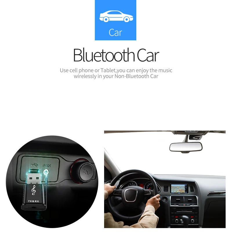 2-в-1 Bluetooth приемник передатчик аудио стерео Bluetooth AUX USB 3,5 мм Jack для ТВ планшетный ПК автомобильный комплект Беспроводной адаптер