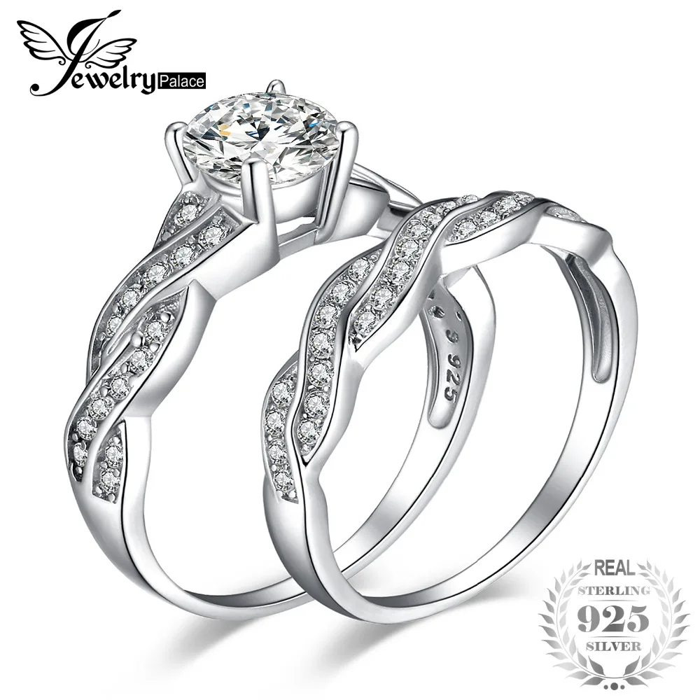 

JewelryPalace Infinity 1.5ct Simulated Anniversary Promise Wedding Band Engagement Ring Bridal Sets 925 Sterling Silver Fashion
