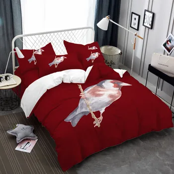 

Animal Bird Painting Bedding Set Colorful Duvet Cover Set Flat sheet Simple Bed Cover Pillowcases Home Decor 3/4Pcs Bed Set