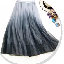 Плиссированные юбки женские Высокая талия Макси юбка женская школьная обувь для девочек милые юбки градиент цвет женщина