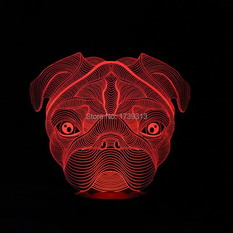 Luzes da Noite encantador pug 3d da forma Baterias São Necessárias : Não