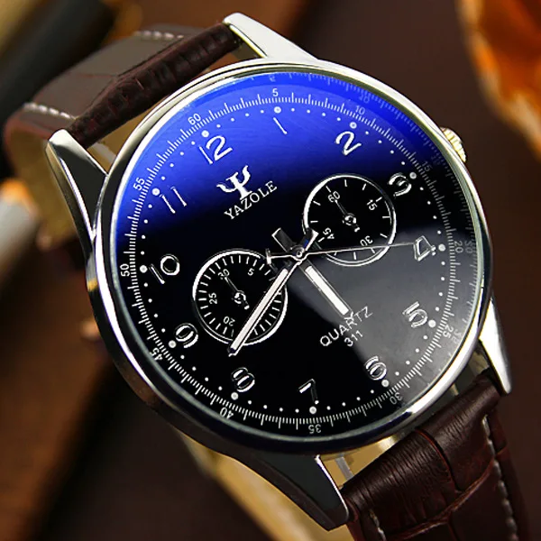 YAZOLE мужские часы лучший бренд класса люкс модные повседневные бизнес Водонепроницаемые кожаные кварцевые часы мужские часы Montre Homme