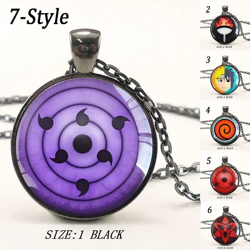 

2018 new fashion Bohemian style long chain necklace Rinnegan Eyes Naruto Pendant Glass Dome Necklace Anime Cosplay Lover Gift