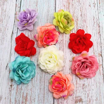 

European Fake Rose Flower Head Simulation Oil Painting Roses for DIY Bridal Bouquet Wrist Flower Background Wall Decoration