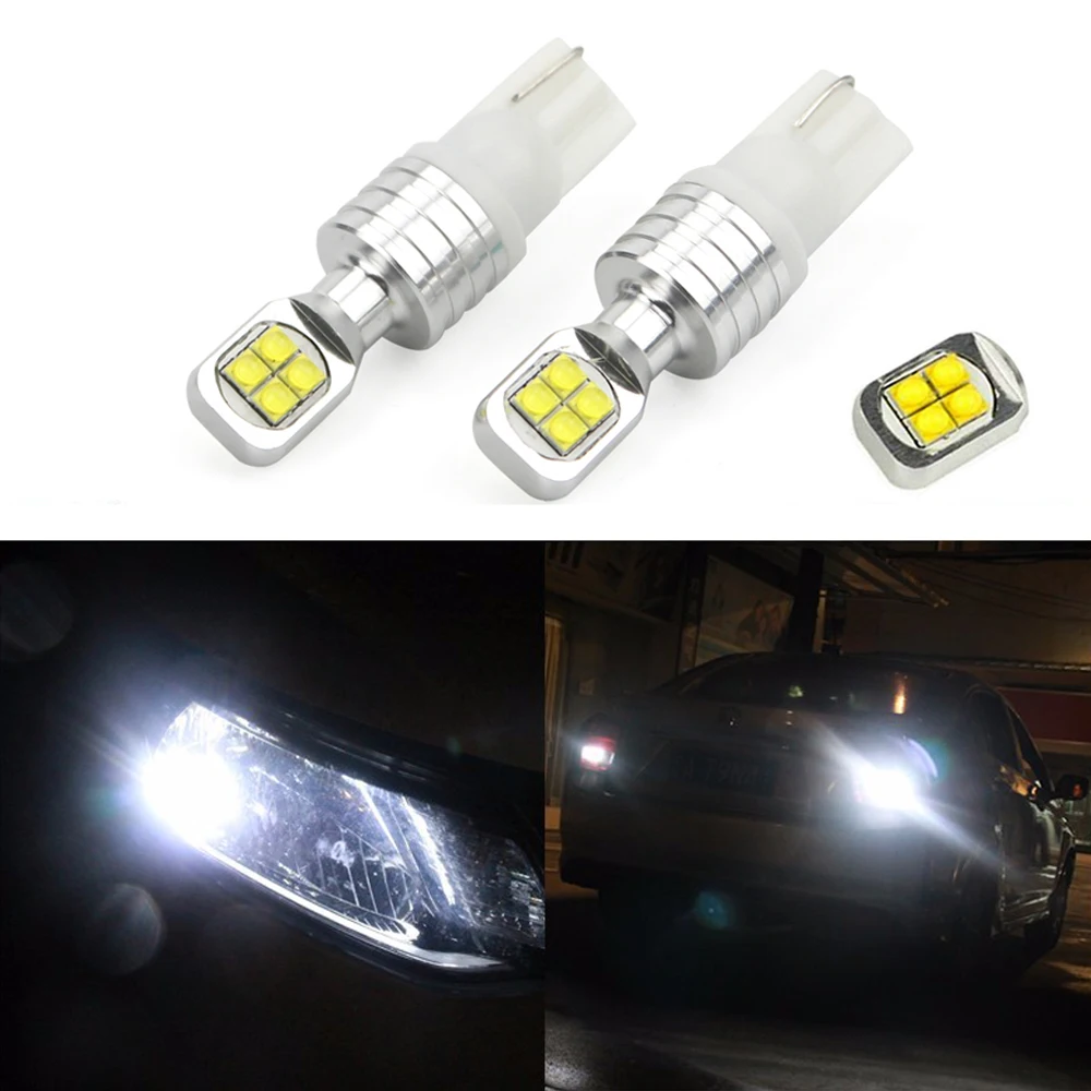 2 White T10 921 License Plate Interior 10LED SMD Light Bulbs 194 168 912 921 W5W 