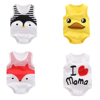 

Kidlove Baby Rompers Boys Girls Cute Cartoon Pattern Romper Sleeveless Vest Jumpsuit 100%Cotton Newborn Outfits Set
