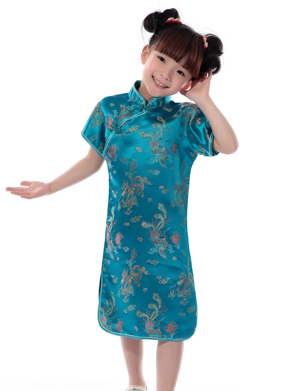 Shanghai Story Baby Girls Chinese Style QiPao Dress Brand Dragon & Phoenix Cheongsam For Girls Kids Performance Costume