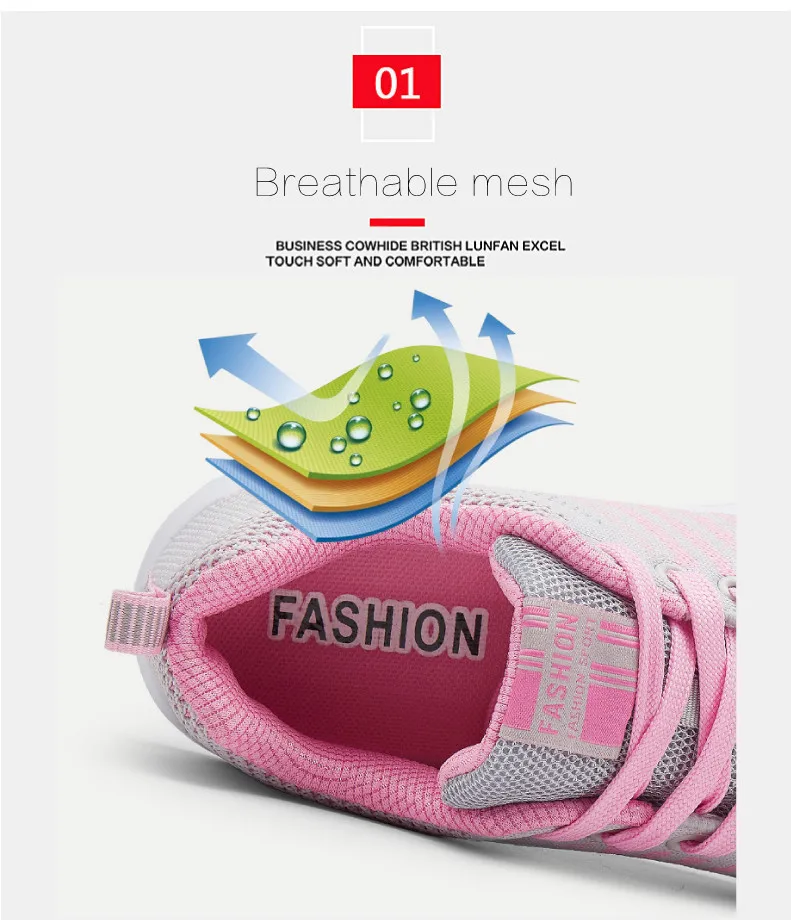  RECOISIN 2019 Autumn Sneakers Women Sport Shoes For Woman Lightweight Mesh Running Black Pink Walking Jogging Female Sneakers  (4)