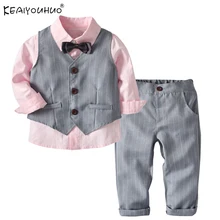 Одежда для малышей весенние комплекты одежды для мальчиков детская одежда костюмы джентльмена костюм из 3 предметов для детей от 2 до 6 лет