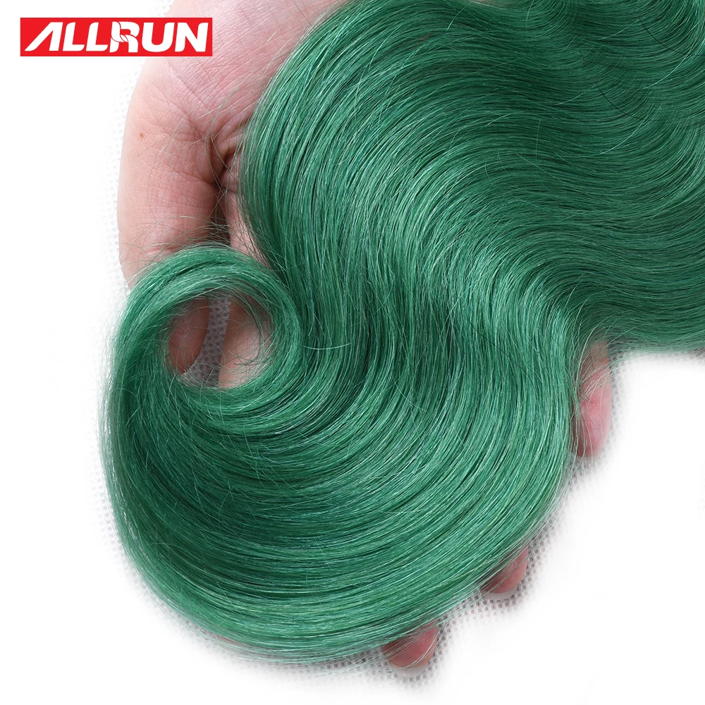 ALLRUN Brazilian Human Hair Weave Bundles Remy Hair Body Wave 1/3/4 Bundles 100% Human Hair Extension Green Colorful Dyed Hair ALLRUN Brazilian Human Hair Weave Bundles Remy Hair Body Wave 1/3/4 Bundles 100% Human Hair Extension Green Colorful Dyed Hair