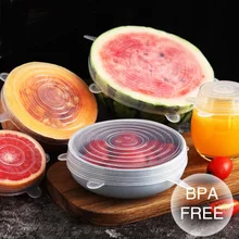 6 шт./компл. силиконовая крышка всасывания-чаша хранения пищи постельное белье сковорода Крышка для кастрюли-силиконовые растягивающиеся крышки CF-69