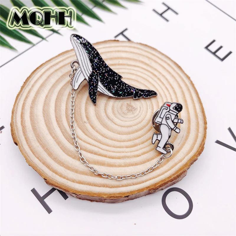 

Creative Cartoon Whale Astronaut Shark Brooch Animal Pendant Alloy Enamel Pins Badge Bag Collar Pins Jewelry Gifts For Friends