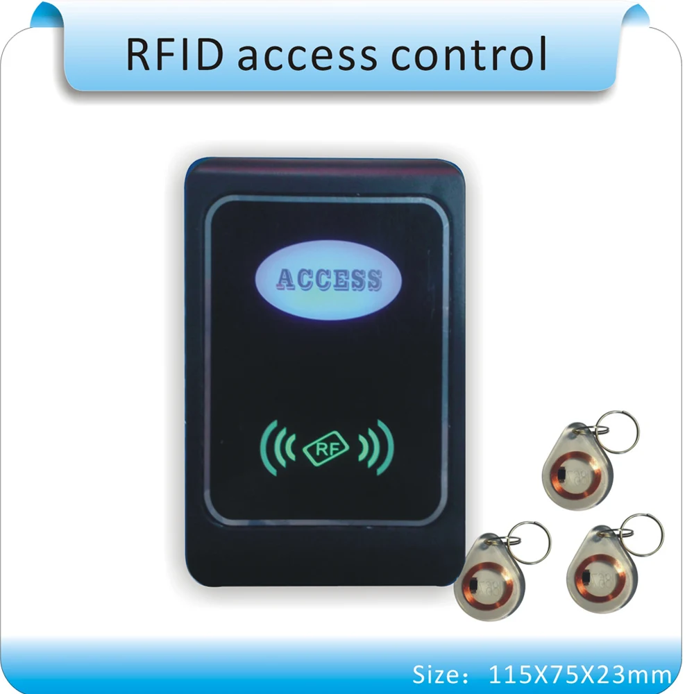 

Free shipping 125KHZ+13.56MHZ two working frequency access control system +5pcs 13.56MHZ and 5pcs 125KHZ keyfobs