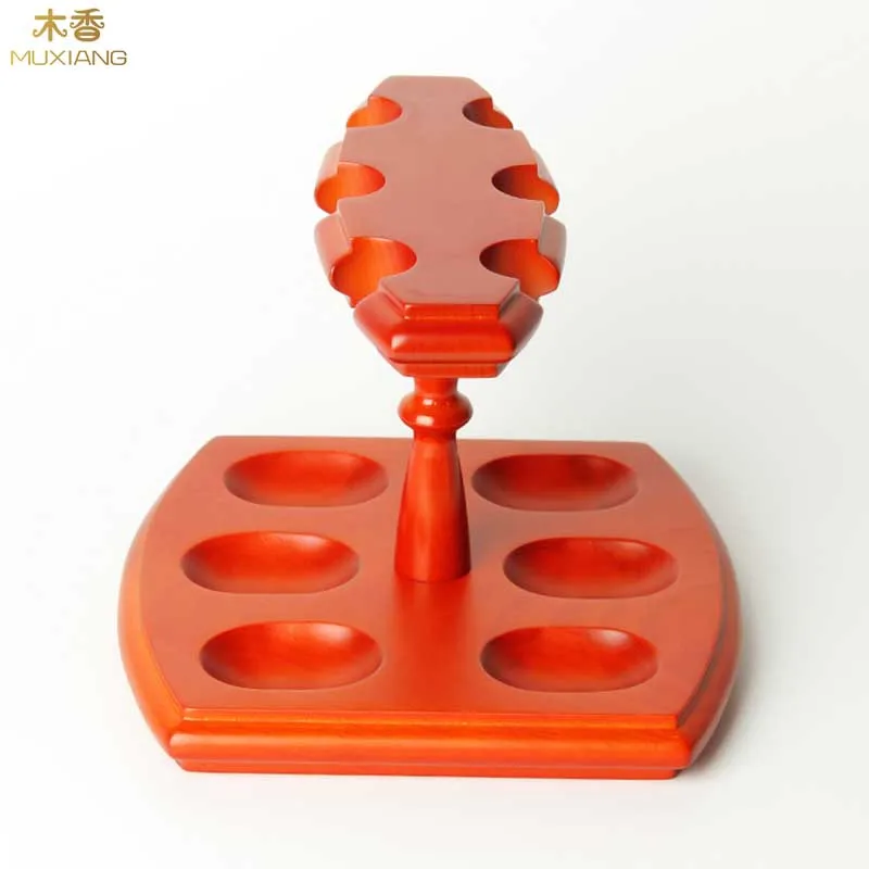 zt3 muxiang good quality beech wood pipe holder 6 seat smoking pipe rack vertical tobacco pipe stander for 6 pipes china factory sale