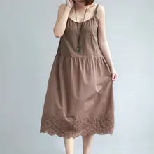Johnature, однотонное платье с цветочной вышивкой, Новинка лета, женское винтажное Хлопковое платье на бретельках