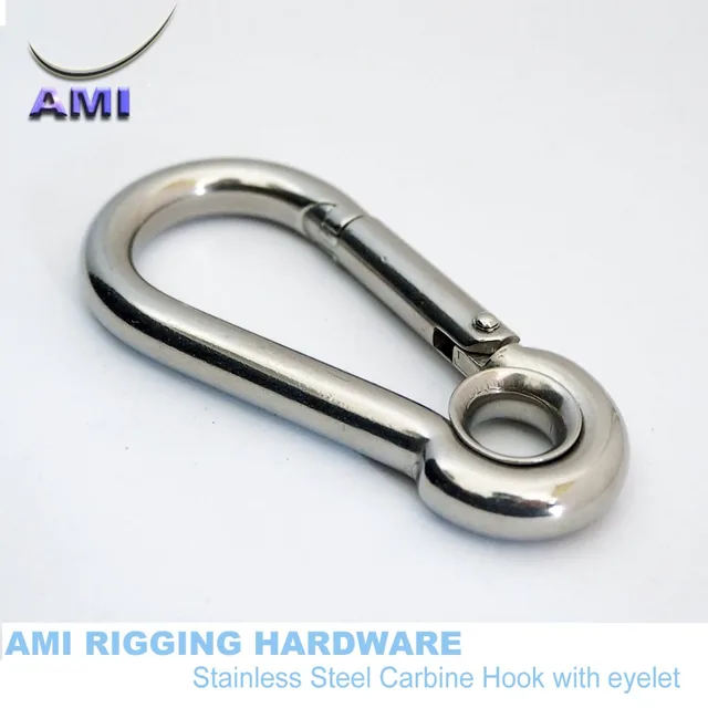 snap hook with eyelet marine grade 5mm*50mm spring hook with eyehole