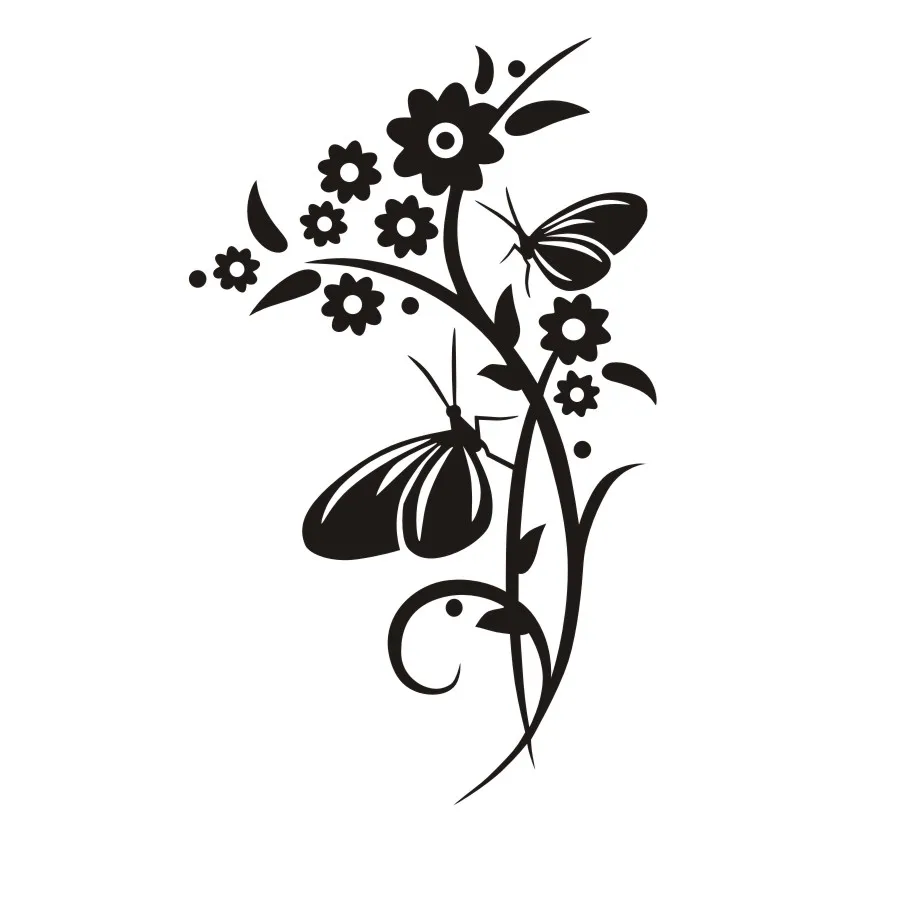 Flowers Butterfly Wall Stickers Nordic Decals Decoration For House Living Room Bedroom Removable Waterpaper Art Murals  (6)