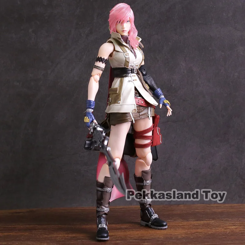 Genuine Play Arts KAI Dissidia Final Fantasy Lightning Eclair Farron PVC Action Figure Collectible Model Toy