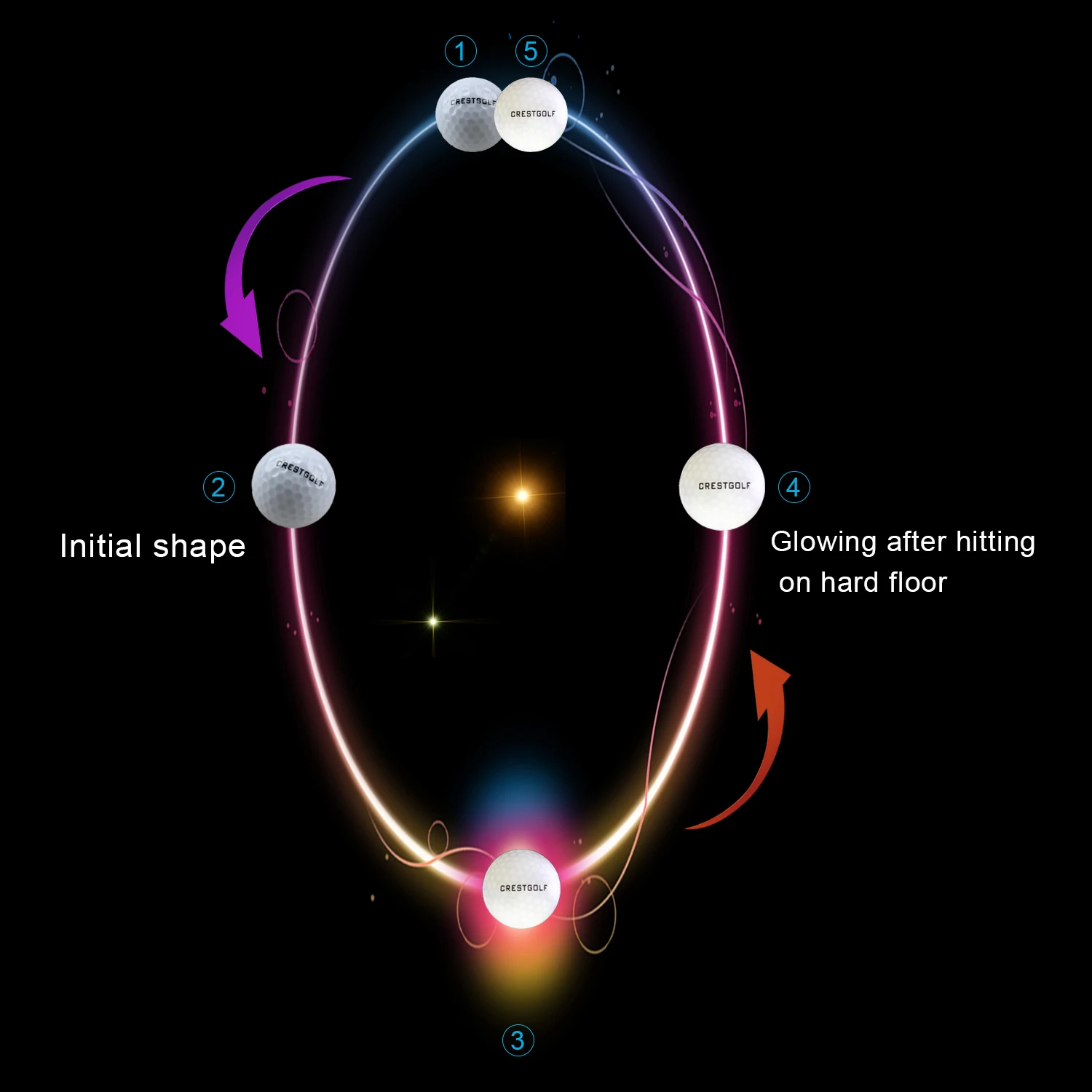 20pcs/Lot Crestgolf Flashing Glowing Golf Ball Night Glow Flash Light Up LED Golf Ball,Six Color (Updated Mixed Color Brighter)