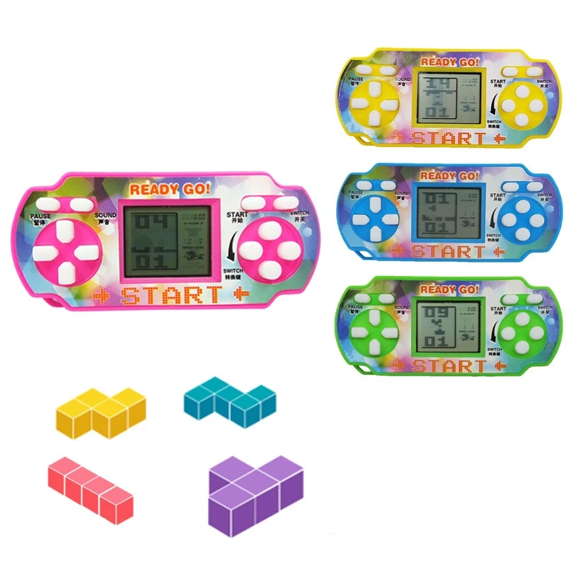 

1PCs Portable Mini Tetris Game Console LCD Handheld Game Players Children Educational Anti-stress Electronic Toys Random Color