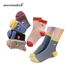Morematch/1 пара, женские носки для отдыха, хлопковые носки с вышивкой ежика, носки в студенческом стиле, 5 цветов на выбор
