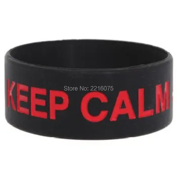 

300pcs One inch Inspirational black Keep Calm wristband silicone bracelets free shipping by DHL express