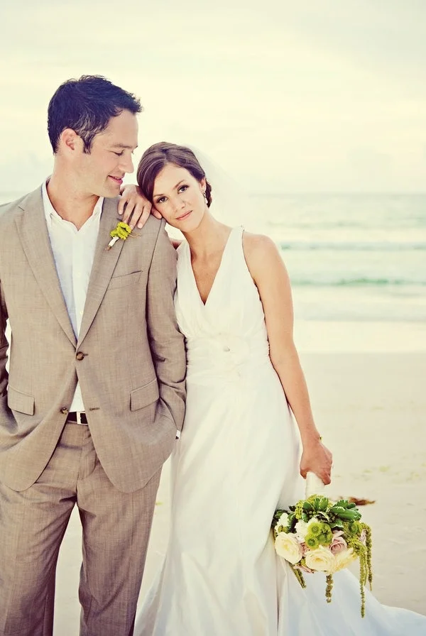 Casual Beach Wedding Attire For Bride And Groom