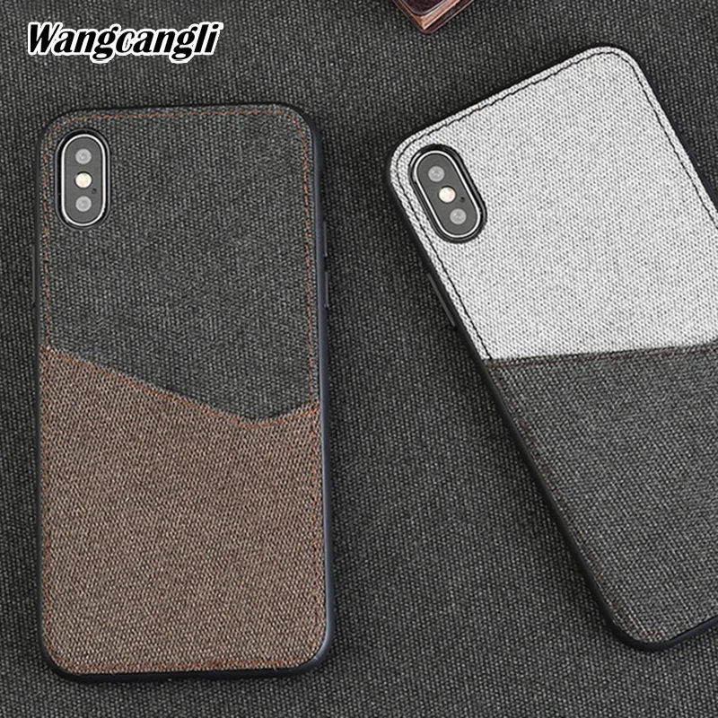 

canvas texture with card slot phone case for xiaomi 8 magnetic adsorption phone shell canvas stitching all-inclusive phone case