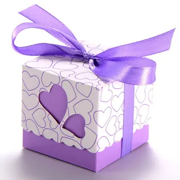 

100 x box a Dragee Wedding marie Heart baptism table decoration + silk ribbon
