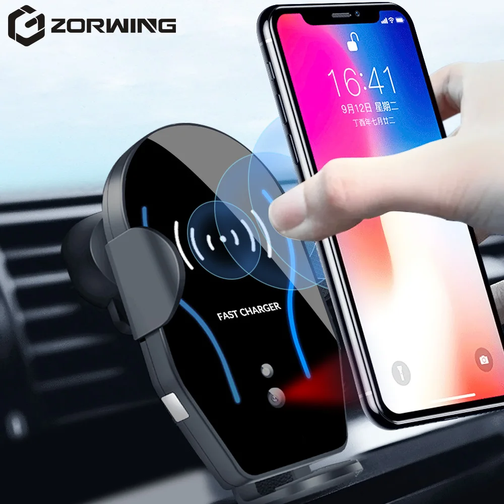 10W Qi Wireless Charger For iPhone XR XS Max Fast Wireless Charging For Samsung S10 S9 Smart proximity sensor Car Phone holder