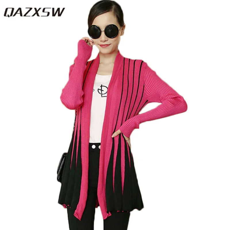 QAZXSW suéter largo para mujer, chaqueta de Cachemira de retales