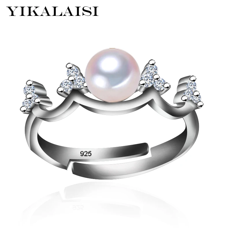 

YIKALAISI 925 sterling silver jewelry For office Women natural freshwater Pearl jewelry 6-7mm pearl ring