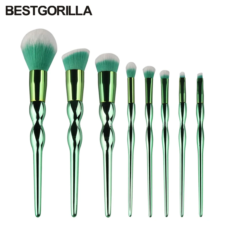 8pc/set Green gourd Unicorn Makeup Brushes Set Cosmetic Foundation Eyshadow Blusher Powder Blending Brush beauty tools kits