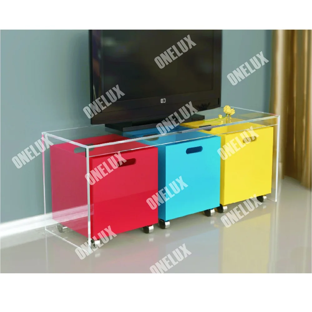 ONE LUX New Design Waterfall Acrylic Lucite TV Table / Stand with