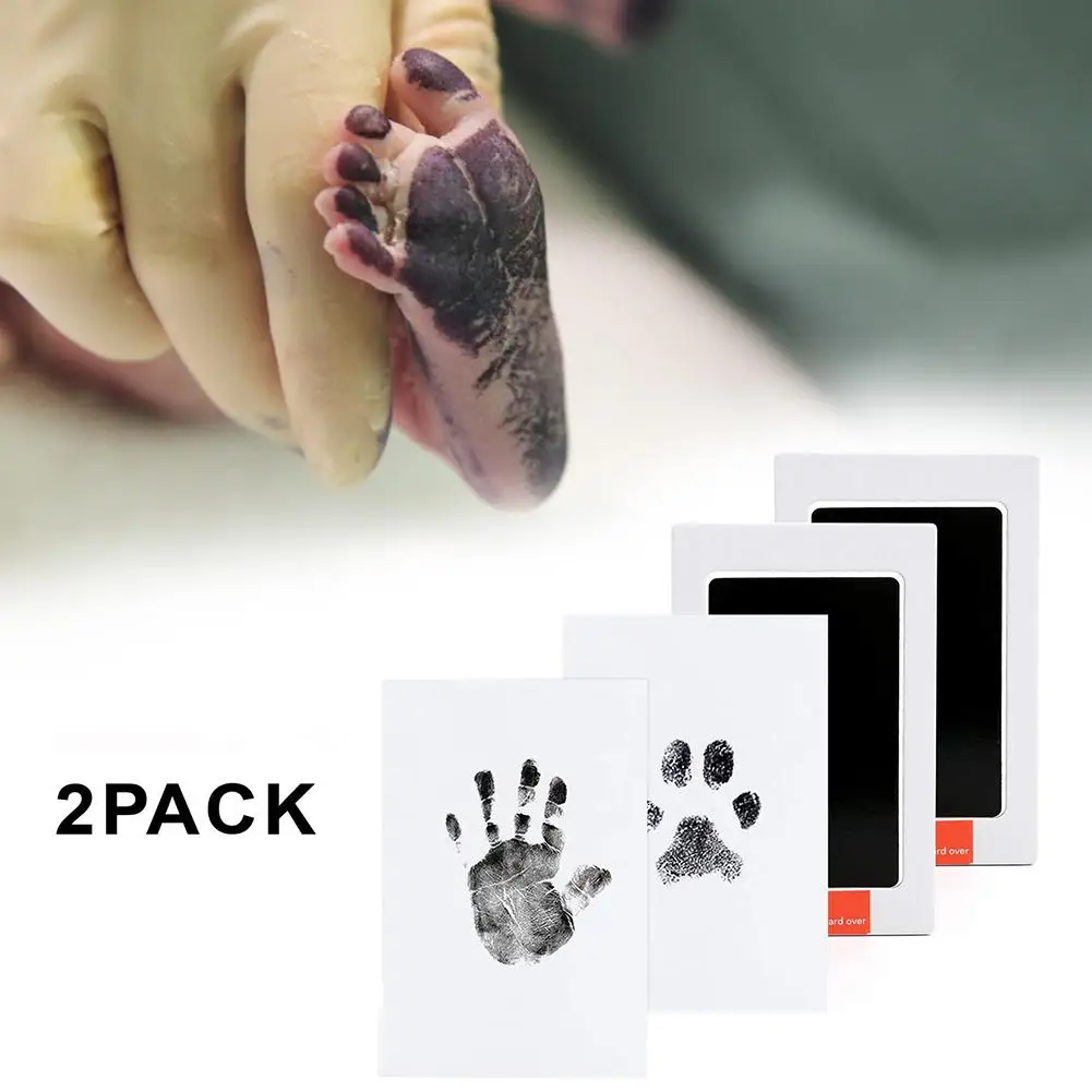 

2PCS Non-Toxic Baby Handprint Footprint Imprint Kit Baby Souvenirs Casting Newborn Footprint Ink Pad Infant Clay Toy Gifts