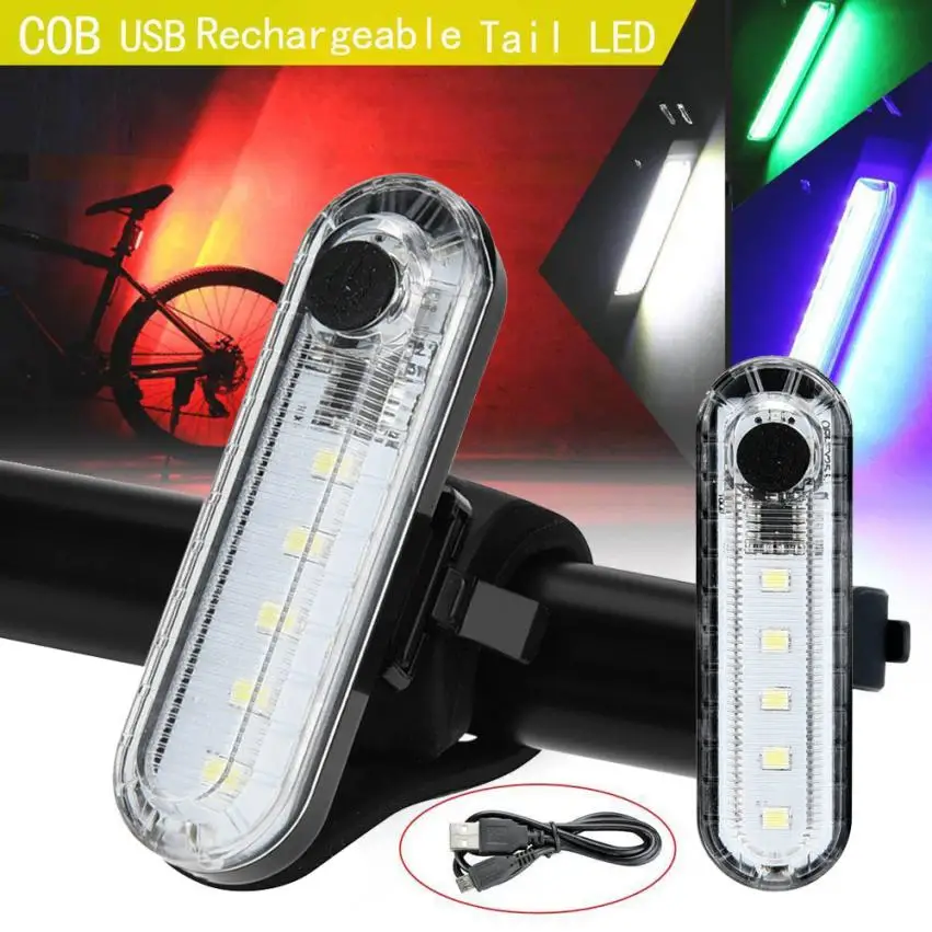 

USB Rechargeable Bike Bicycle Cycling 4 Modes 5 LED Front Rear Tail Light Lamp Bicycle Seat Post Energy Saving LED Light P40