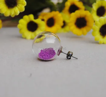 

SLAE Free ship!! 50sets/lot 16*4mm glass ball globe & 6mm bronze plane base&plug set glass vial pendant earring set glass cover