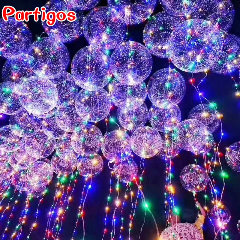 

5Pcs Luminous Led balloons Colorful Balloon LED Light transparent helium Ballons Wedding balaos Bubble Lights 3M String&18inch