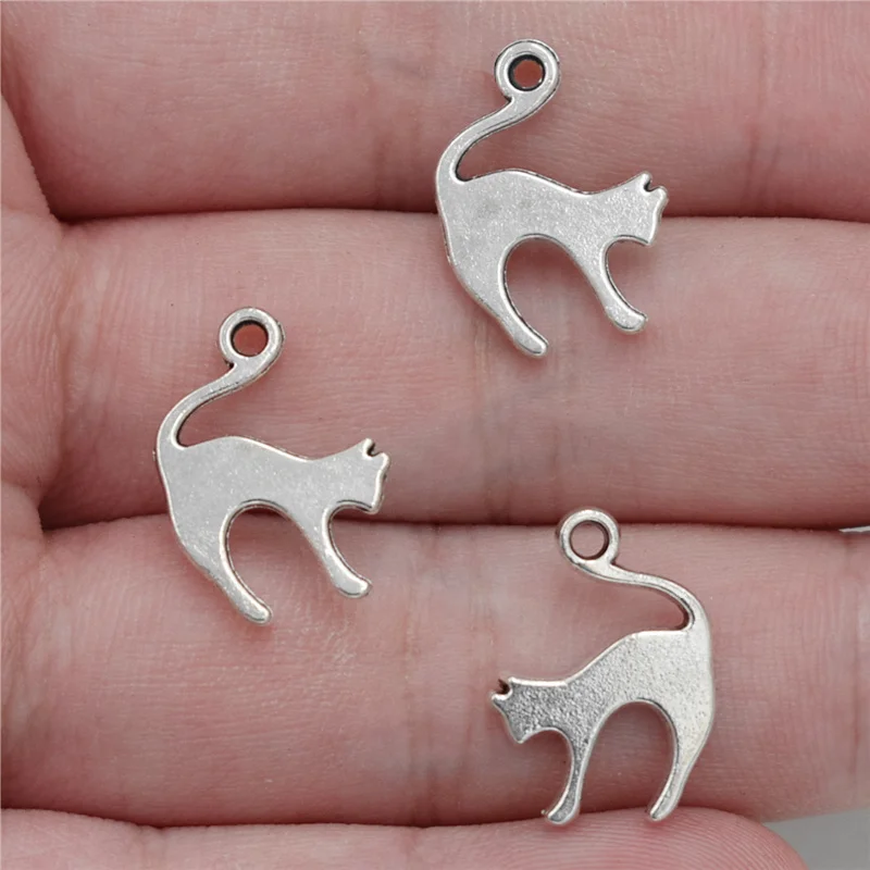 

8pcs 19*14mm Antique Silver Charms Jumping Cat Pendants Dancing Cats Jewelry Findings DIY Vintage Bracelet Necklace Accessories