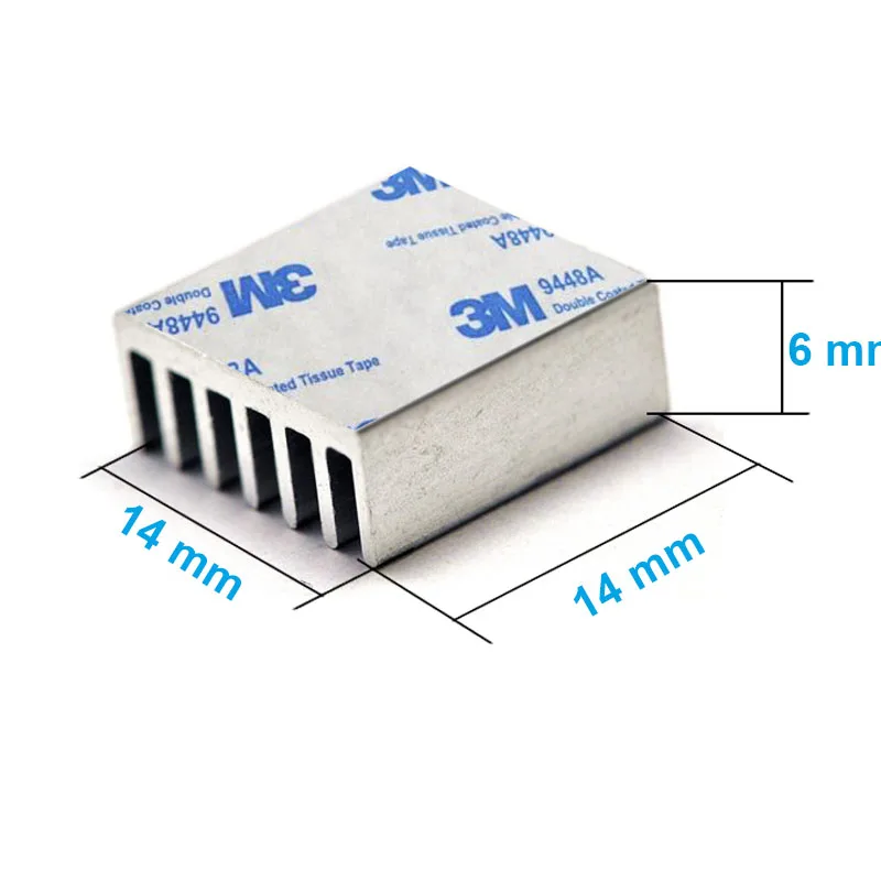 En-Labs 10pcs Aluminum Heatsink 14*14*10mm Electronic Chip Radiator Cooler w/ 3M9448A Thermal Double Sided Adhesive Tape