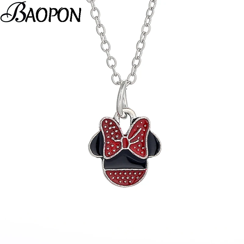 

BAOPON 2019 Trendy Silver Color Pendant Mickey Colorful Enamel Necklaces for Women Kids Fine Necklace Party Jewelry Gift