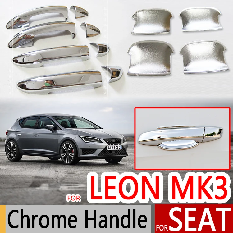For Seat Leon MK3 2013 2017 5F Chrome Door Handles Covers Car