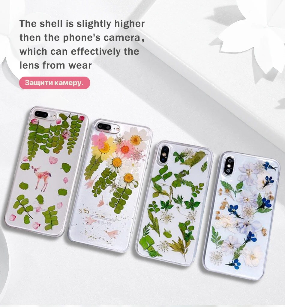 Pohiks Clear Transparent Coque For iphone XR XS Real Dried Pressed Flowers Soft Case Cover For iPhone XS Max XR X 6 6s 7 8 Plus