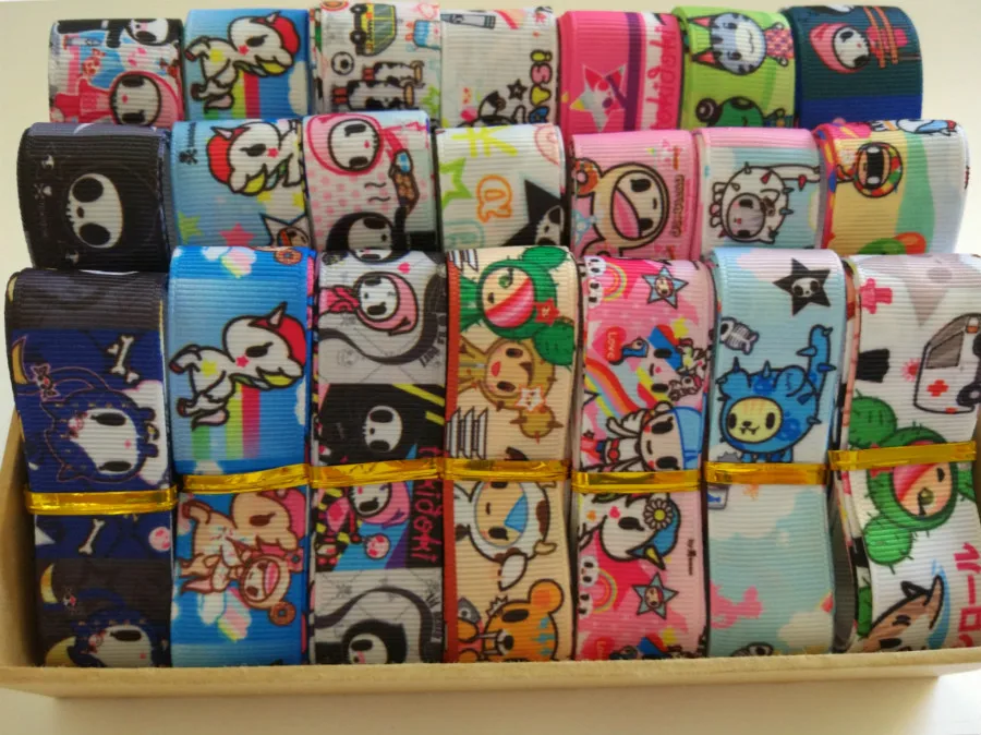

NEW random set 7/8"22mm cartoon tokidoki pattern printed grosgrain ribbon ,10Y/lot(1Y/style) GRTQDQ010