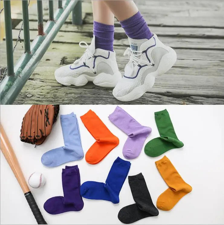 Women long cotton socks high tube lovely soft short sock breathable sweat-absorbing casual long vintage socks hosiery