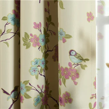 

Pastoral Flowers Magpie Window Curtains for Bedeoom New American Style Sheer Fresh Full Shade Printing Curtain For Living Room