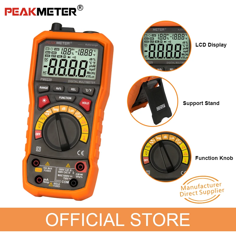 Автоматический цифровой мультиметр PEAKMETER PM8229 5 в 1 Многофункциональный