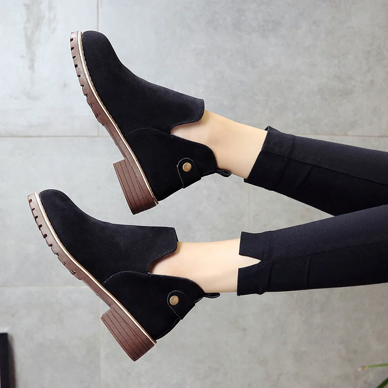 

Autumn Female Shoes 2018 New Spring Fashion Women Ankle Boots Suede Leather Women's Casual Shoes Comfortable Style Black Shoes