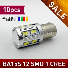 10 ADET P21W 1156 BA15S 13 SMD 5730 1 xCREE 13smd Süper Parlaklık Fren Sis Lambaları Ampul Araba led GLOWTEC