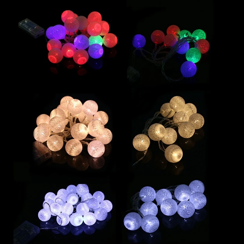 

10/20 LED Cotton Ball Battery String Light Holiday Wedding Christmas Party Decor
